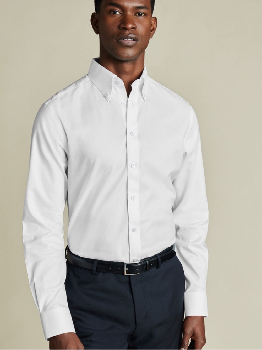 Charles Tyrwhitt Mens 16/34in White Non Iron classic Fit Button-Down Dress Shirt - Picture 6 of 9